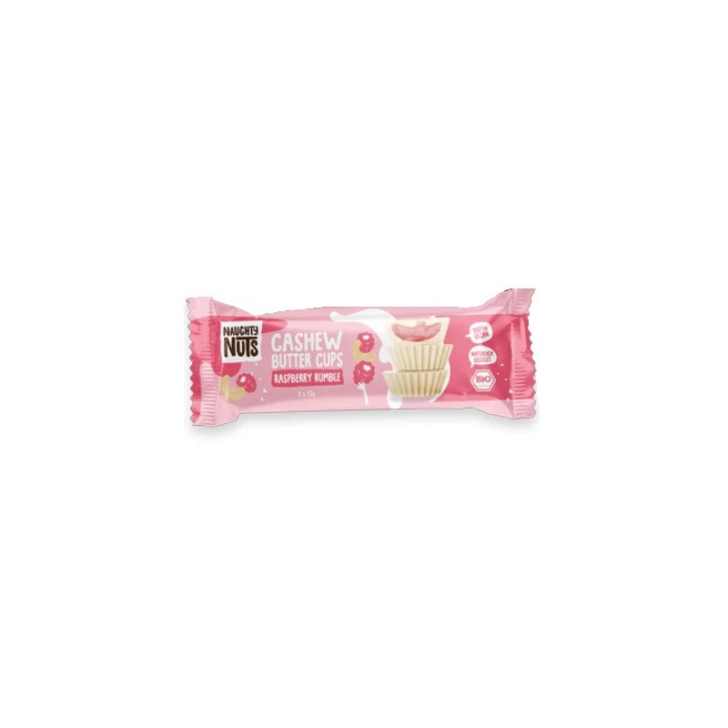 Un Monde Vegan vous propose : Cups chocolat blanc cajou framboise 39g - bio